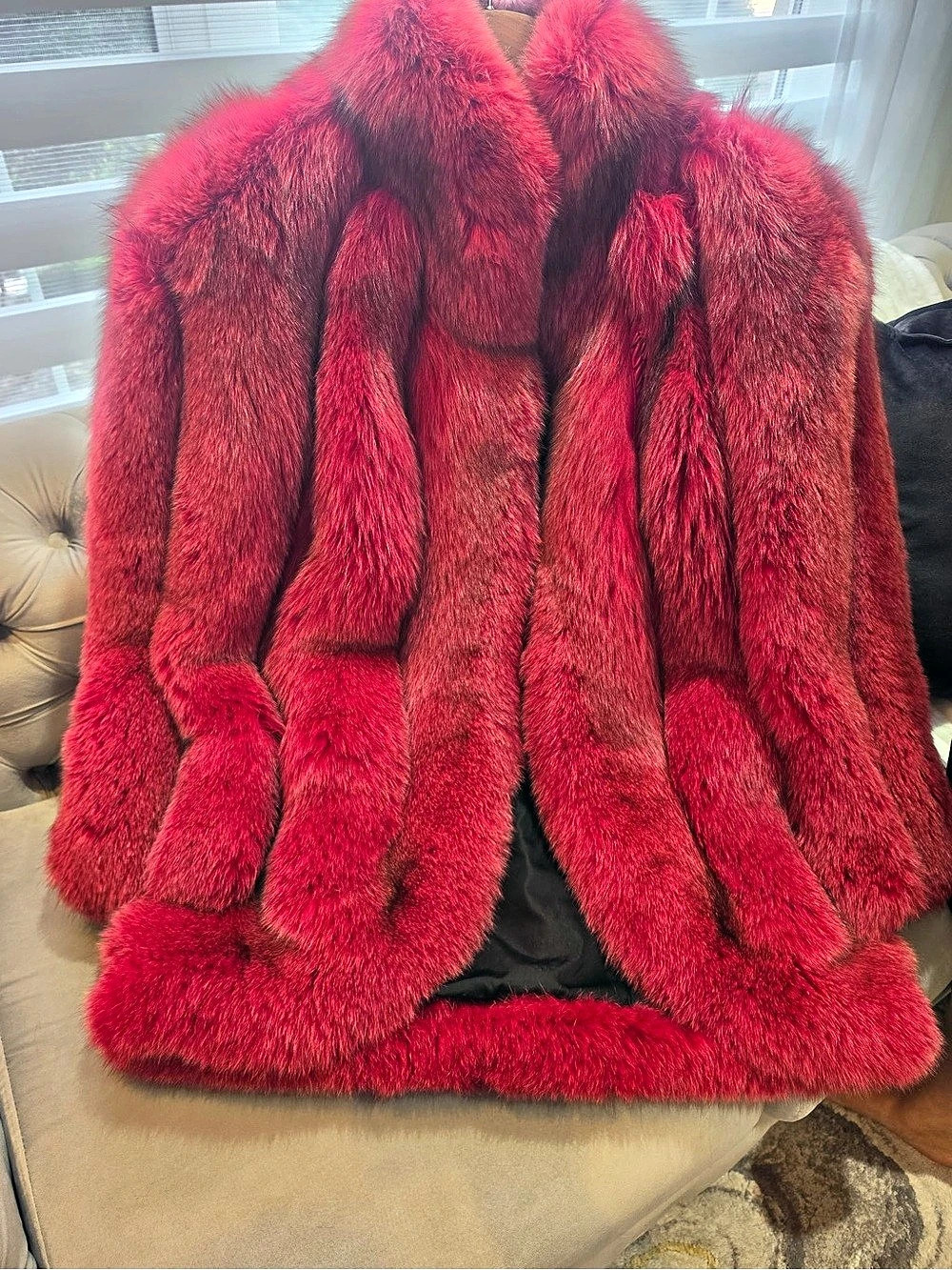 Red Real 100% Fox Fur Jacket Like New